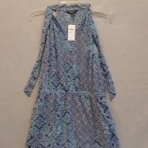 Banana Republic blue paisley spring mini dress size 8P NWT